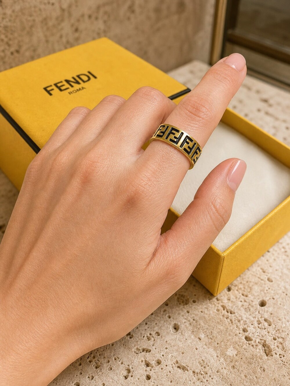 Fendi Modern Designer Ring Style 2 | New with Box - Picture 8 of 9